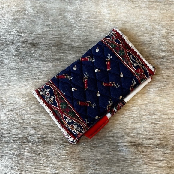 Vintage VERA BRADLEY Golf Navy 1999 Checkbook Cover Ink Pen Loop Closure Red - Picture 1 of 9